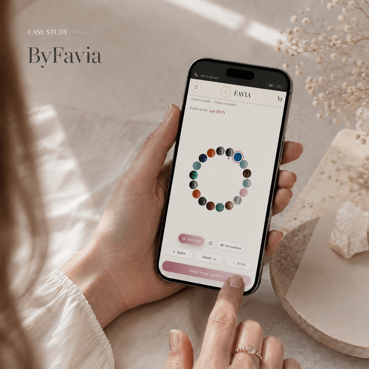 ByFavia bracelet builder on mobile