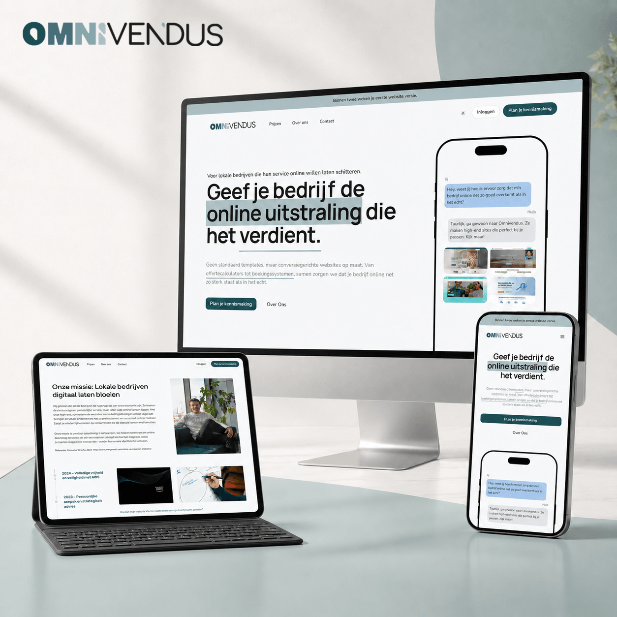 OmniVendus website on desktop, tablet, and mobile